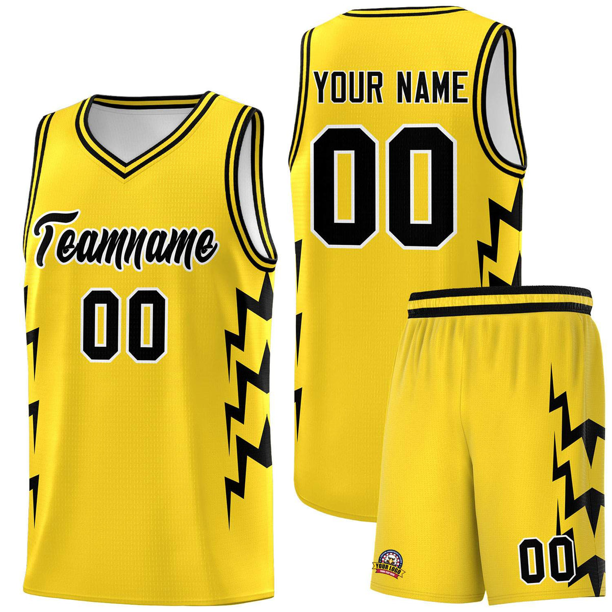 Custom Gold Side Lightning Pattern Sports Uniform Basketball Jersey|KXKSHOP