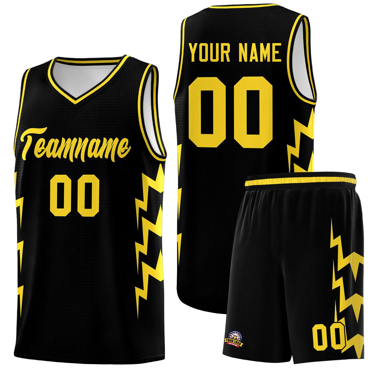Custom Black Side Lightning Pattern Sports Uniform Basketball Jersey|KXKSHOP