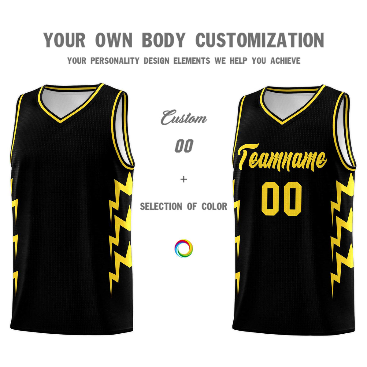 Custom Black Side Lightning Pattern Sports Uniform Basketball Jersey|KXKSHOP