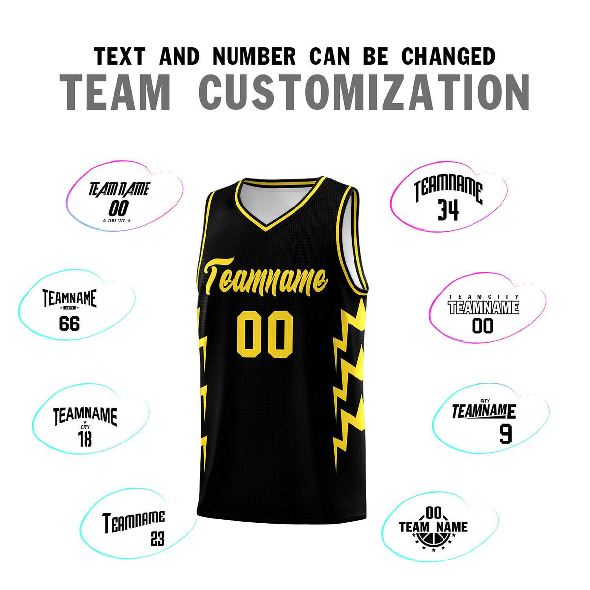 Custom Black Side Lightning Pattern Sports Uniform Basketball Jersey|KXKSHOP