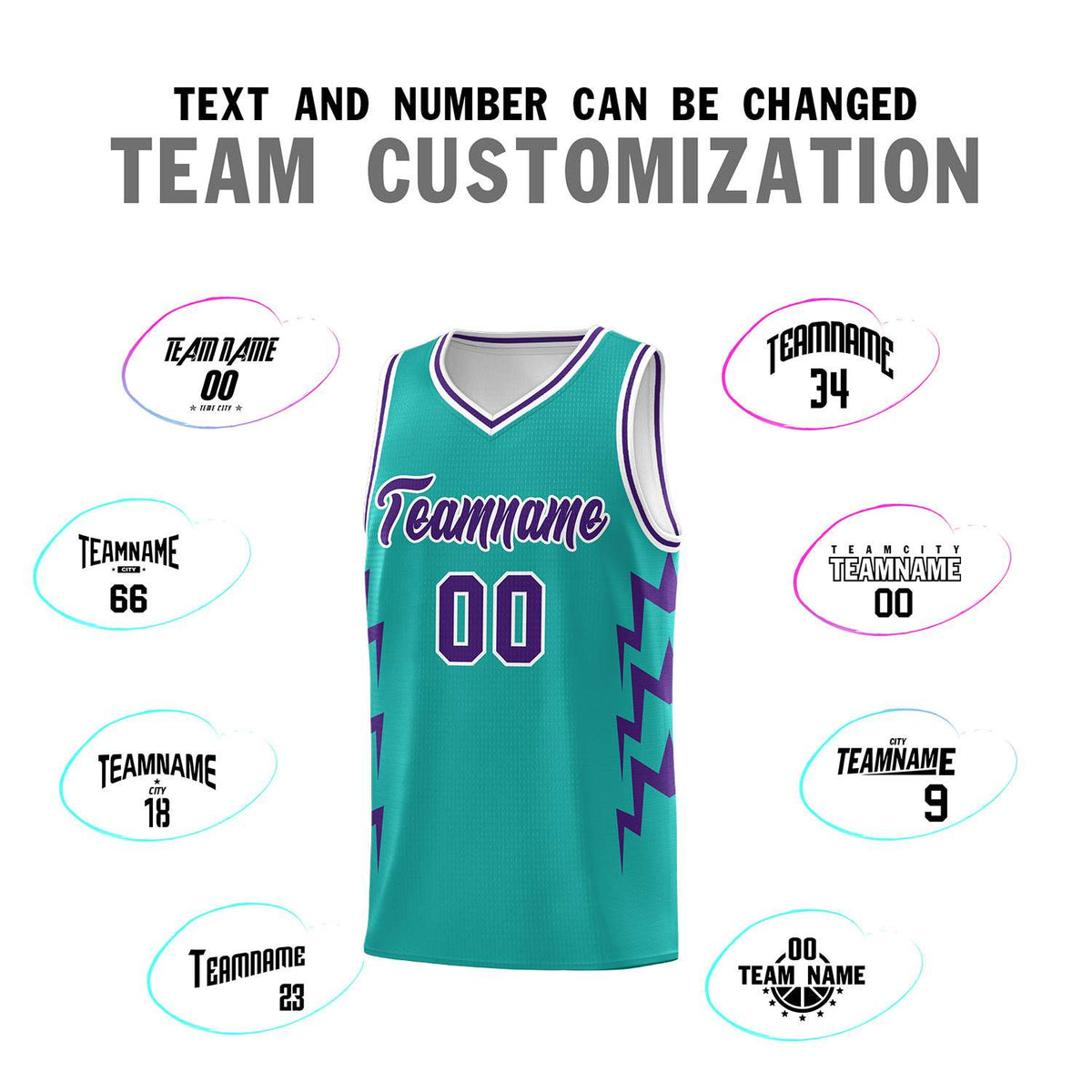 Custom Aqua Side Lightning Pattern Sports Uniform Basketball Jersey|KXKSHOP