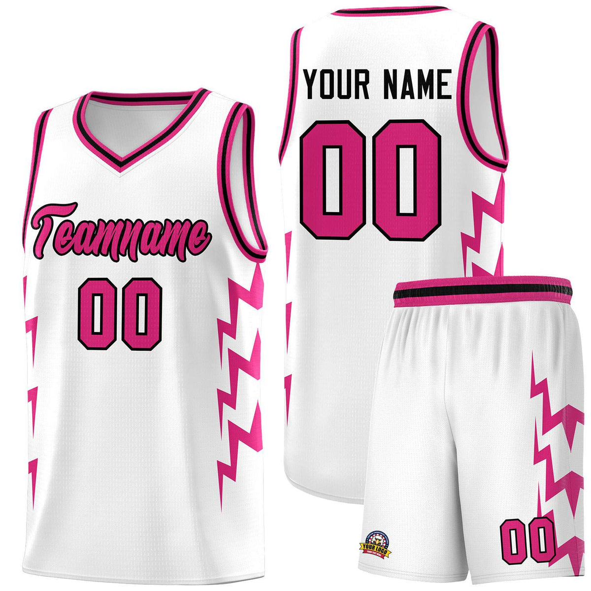Custom White Side Lightning Pattern Sports Uniform Basketball Jersey|KXKSHOP