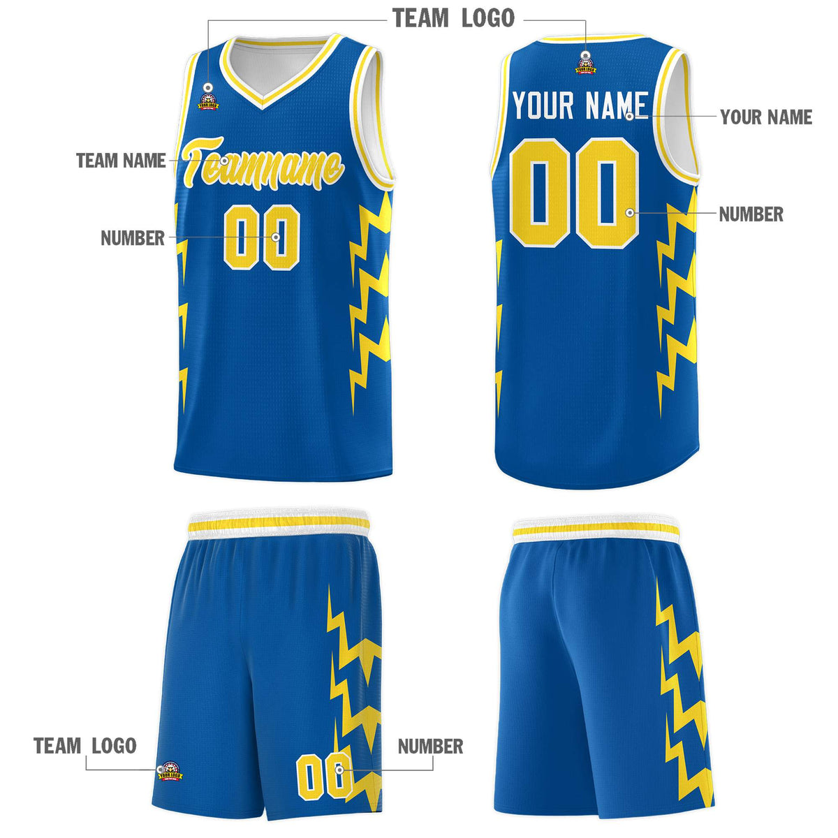 Custom Royal Side Lightning Pattern Sports Uniform Basketball Jersey|KXKSHOP