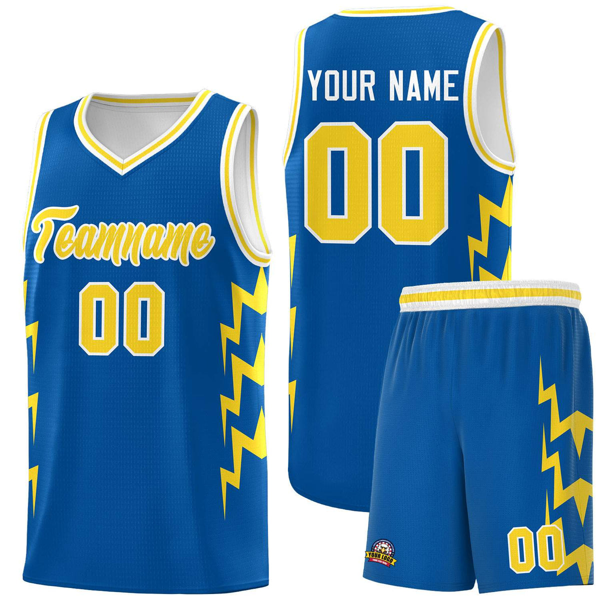 Custom Royal Side Lightning Pattern Sports Uniform Basketball Jersey|KXKSHOP