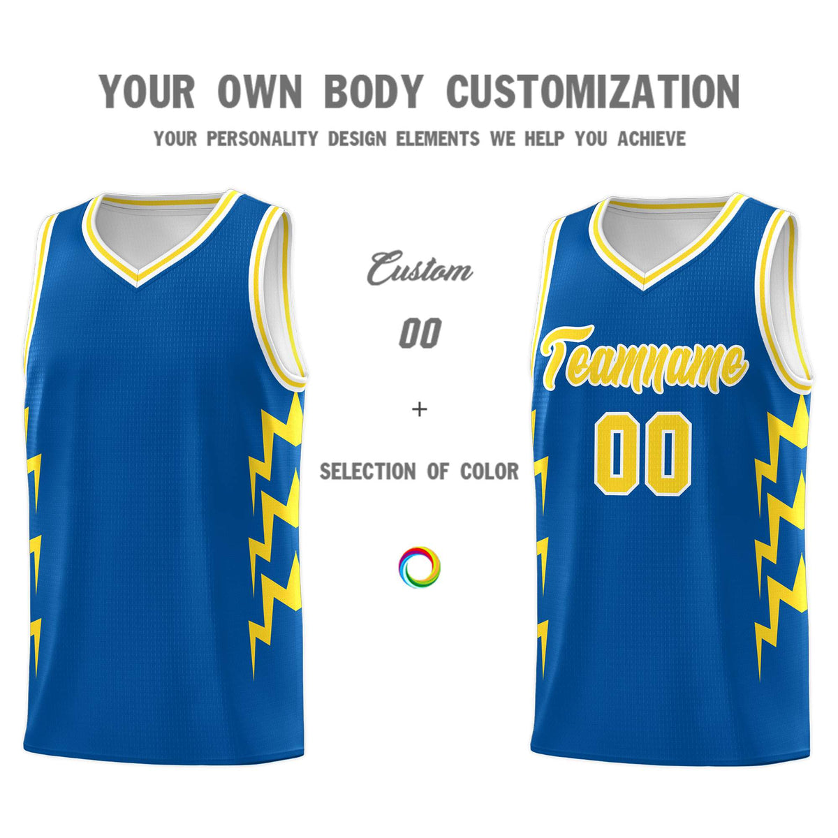 Custom Royal Side Lightning Pattern Sports Uniform Basketball Jersey|KXKSHOP