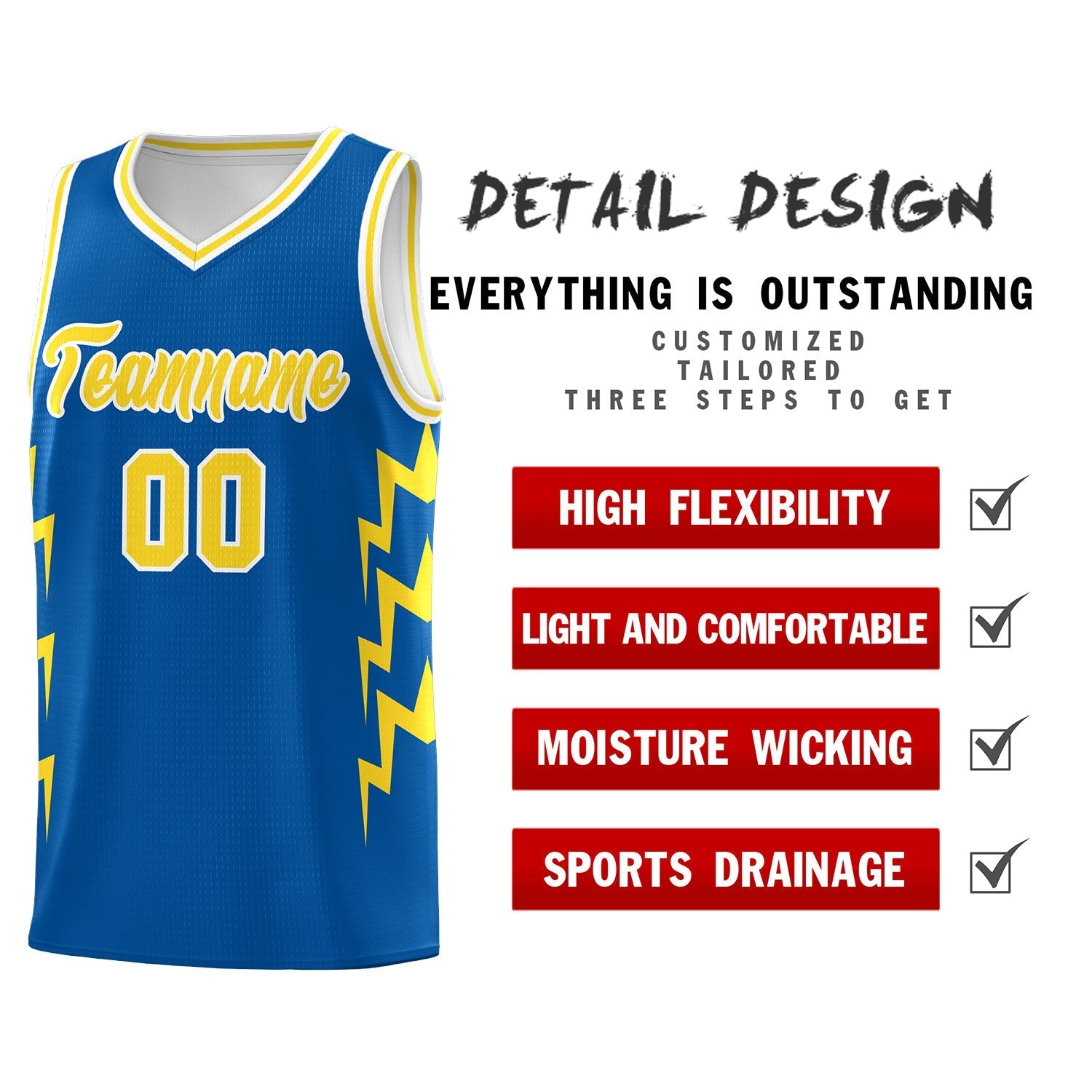 Custom Royal Side Lightning Pattern Sports Uniform Basketball Jersey|KXKSHOP