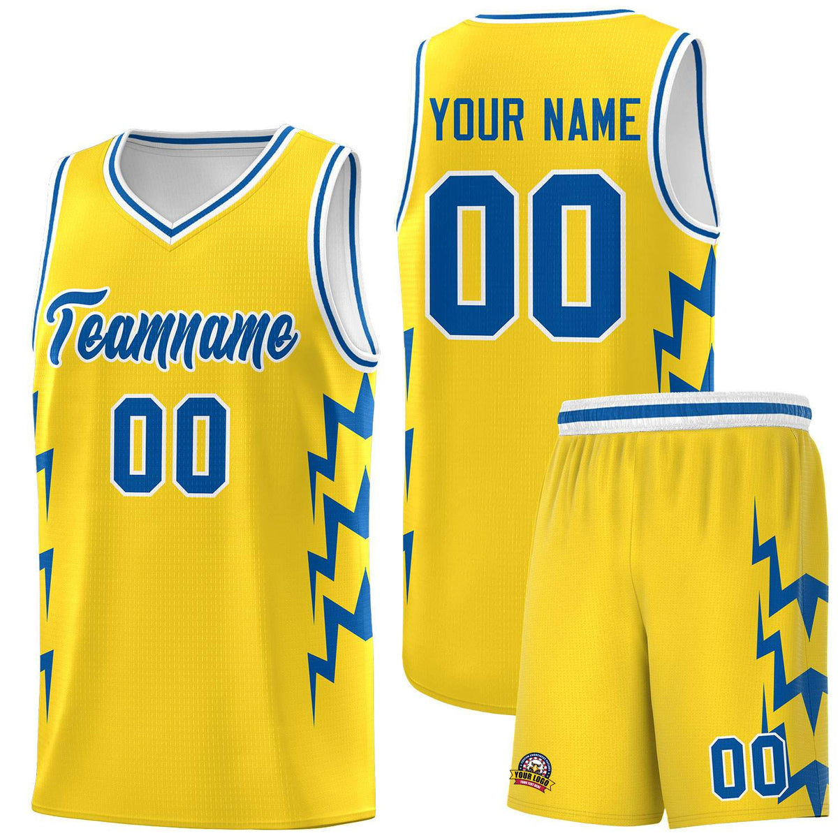 Custom Gold Side Lightning Pattern Sports Uniform Basketball Jersey|KXKSHOP