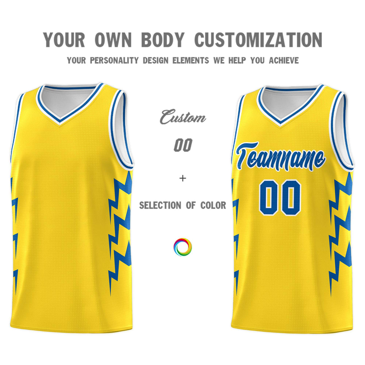 Custom Gold Side Lightning Pattern Sports Uniform Basketball Jersey|KXKSHOP