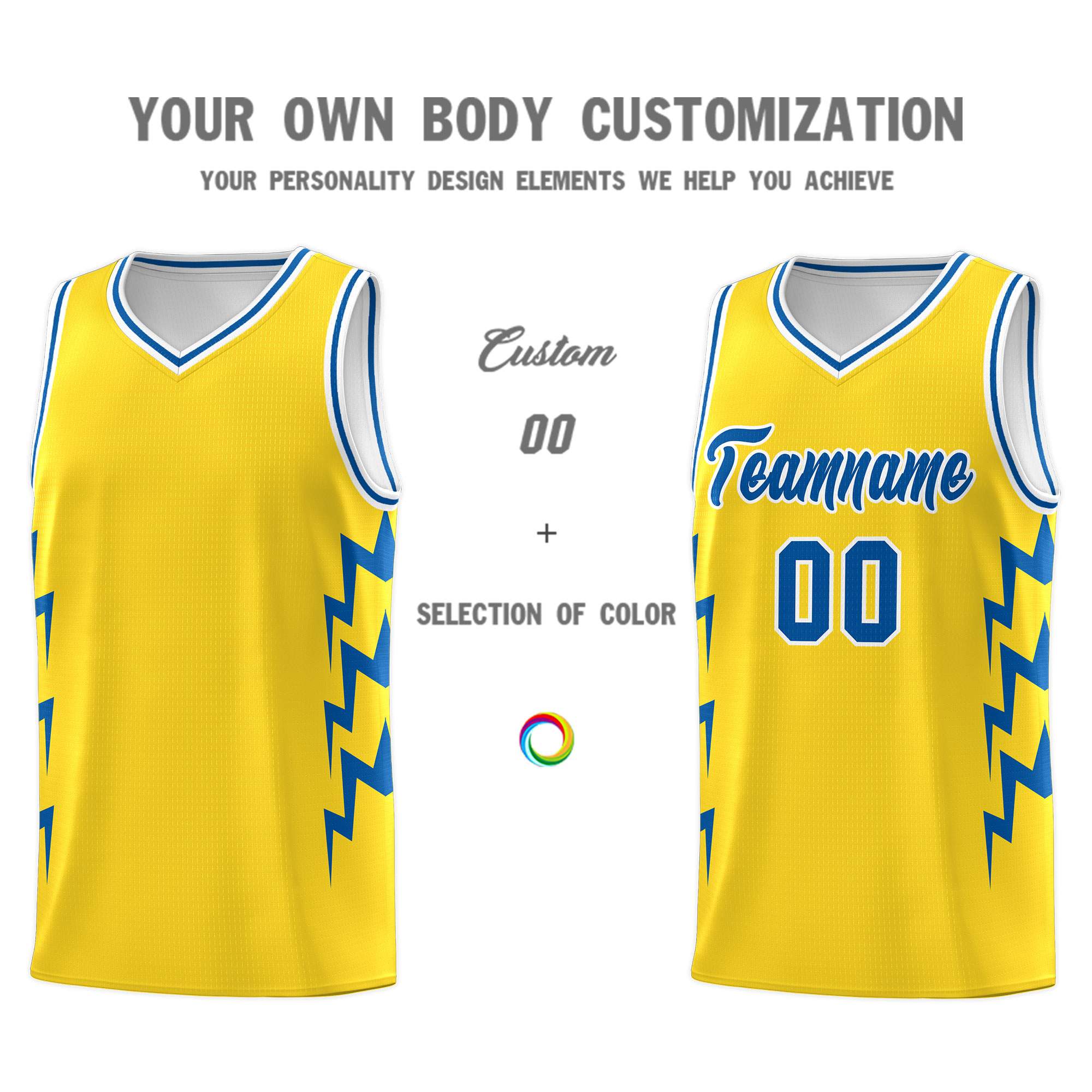 Custom Gold Side Lightning Pattern Sports Uniform Basketball Jersey|KXKSHOP