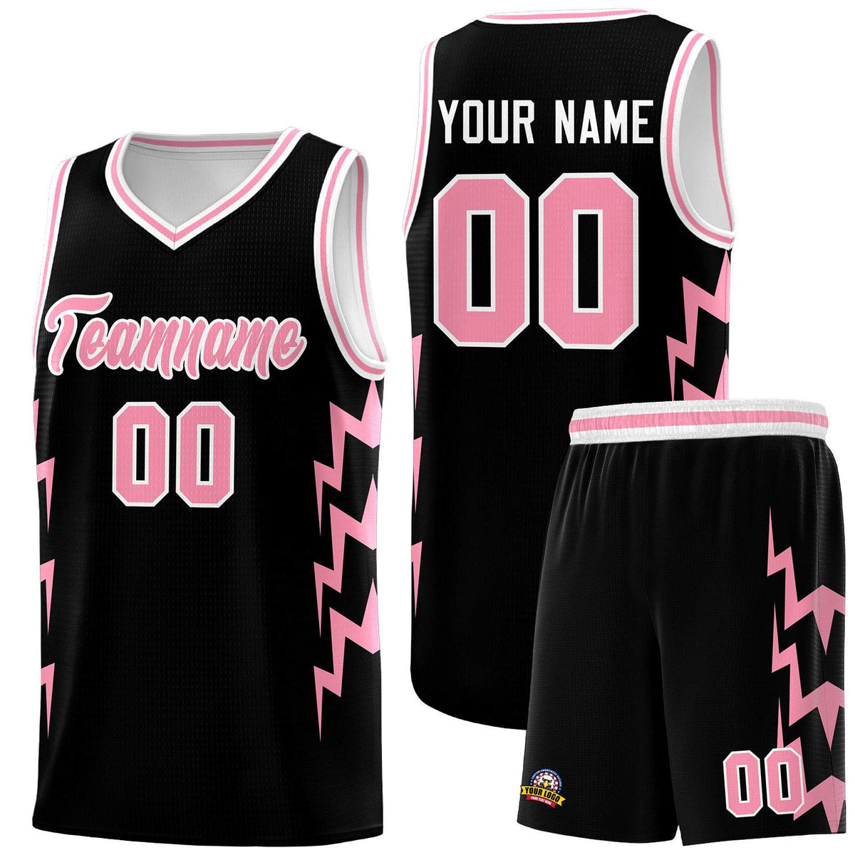 Custom Black Side Lightning Pattern Sports Uniform Basketball Jersey|KXKSHOP
