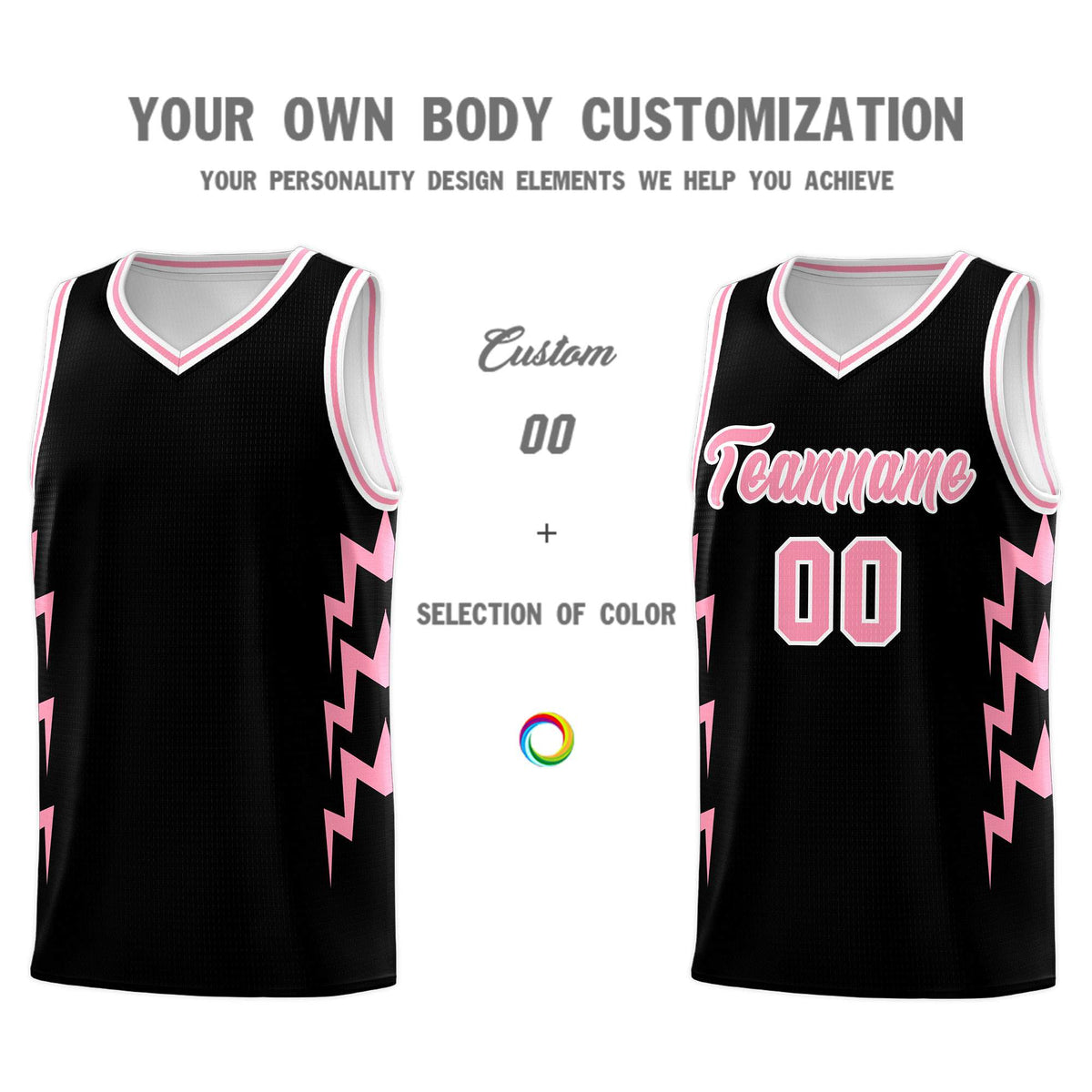 Custom Black Side Lightning Pattern Sports Uniform Basketball Jersey|KXKSHOP