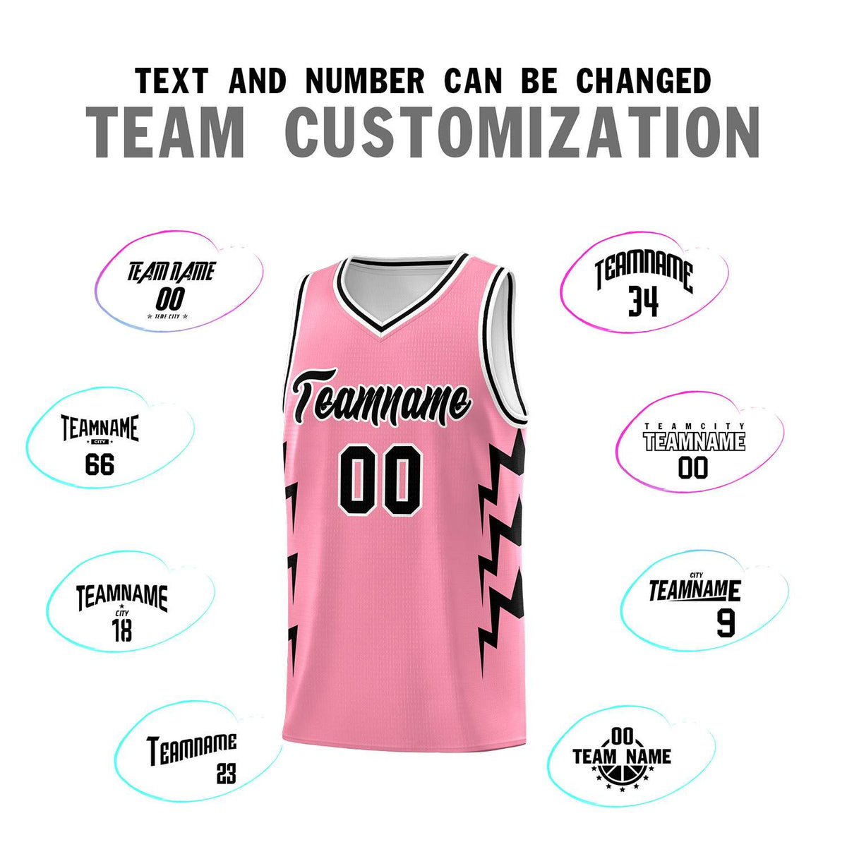 Custom Light Pink Side Lightning Pattern Sports Uniform Basketball Jersey|KXKSHOP