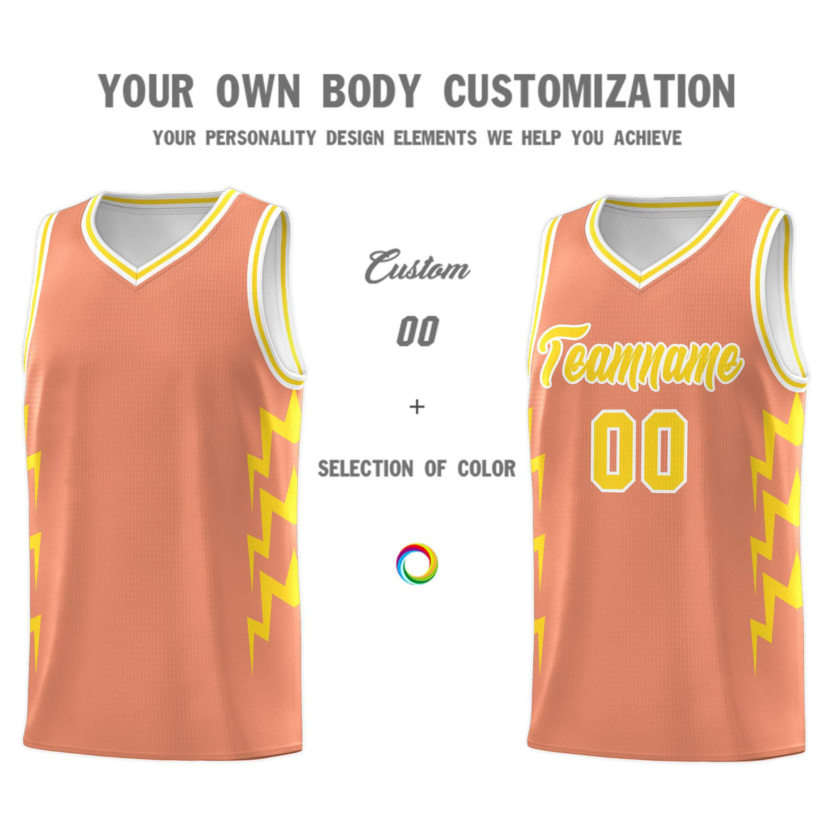Custom Orange Side Lightning Pattern Sports Uniform Basketball Jersey|KXKSHOP