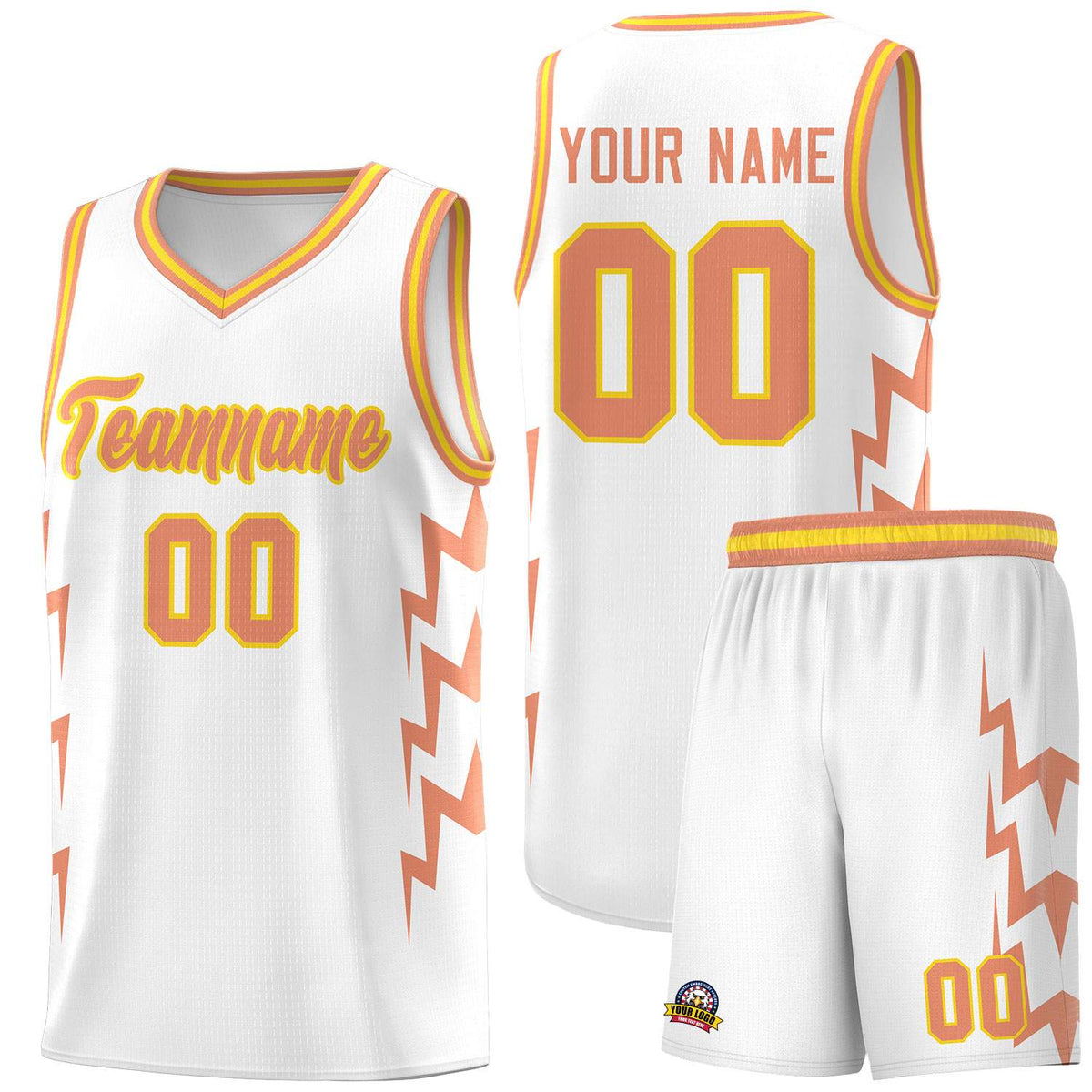 Custom White Side Lightning Pattern Sports Uniform Basketball Jersey|KXKSHOP