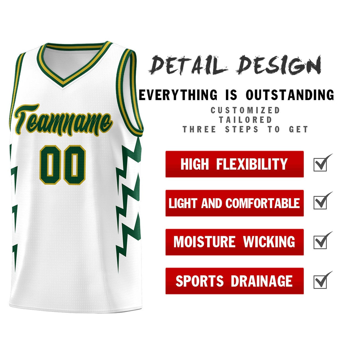 Custom White Side Lightning Pattern Sports Uniform Basketball Jersey|KXKSHOP