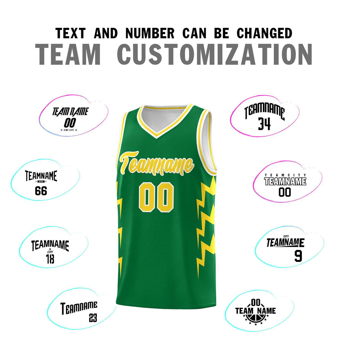 Custom Kelly Green Side Lightning Pattern Sports Uniform Basketball Jersey|KXKSHOP