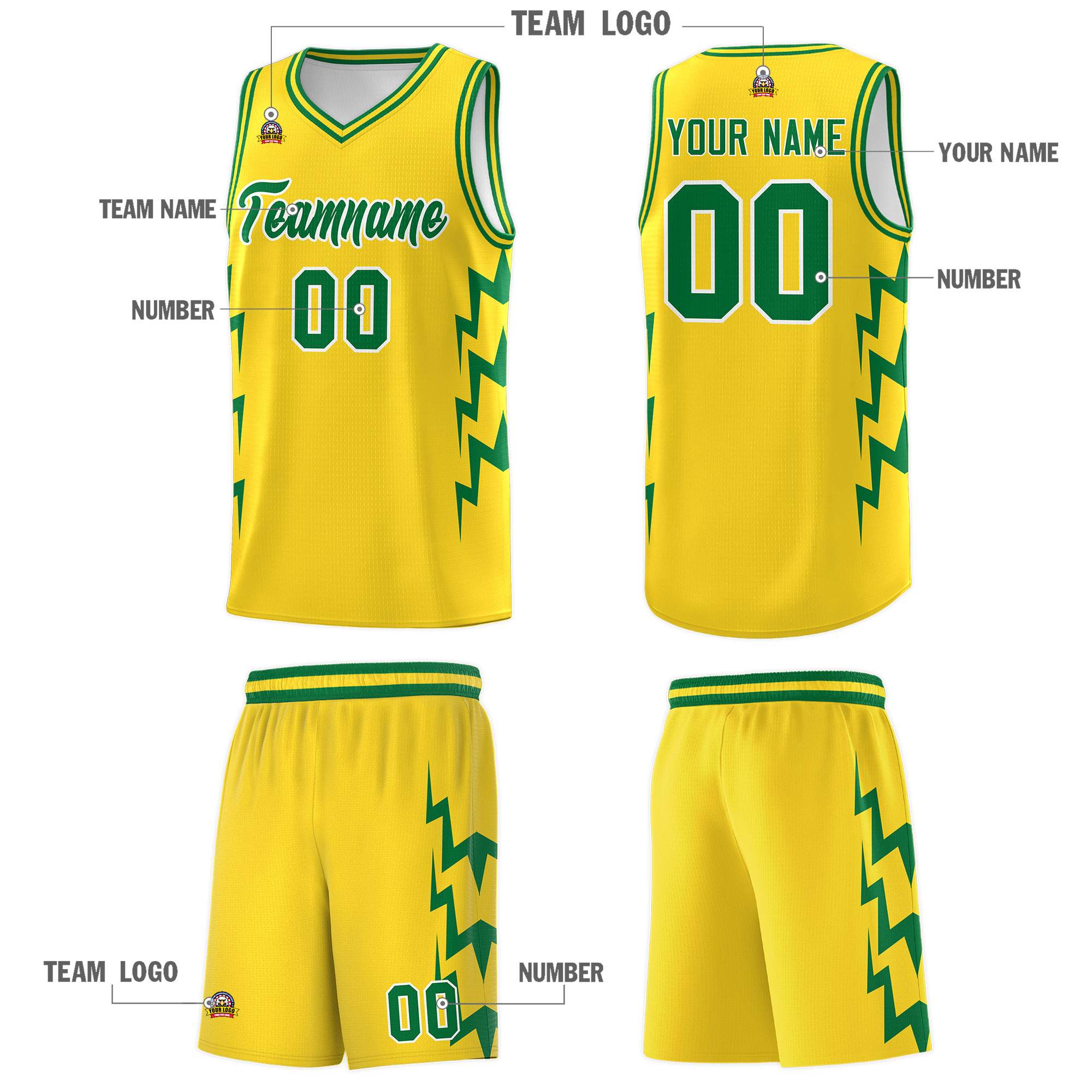 Custom Gold Side Lightning Pattern Sports Uniform Basketball Jersey|KXKSHOP