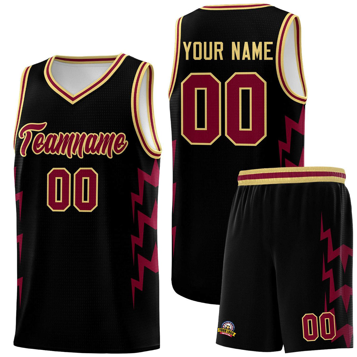 Custom Black Side Lightning Pattern Sports Uniform Basketball Jersey|KXKSHOP