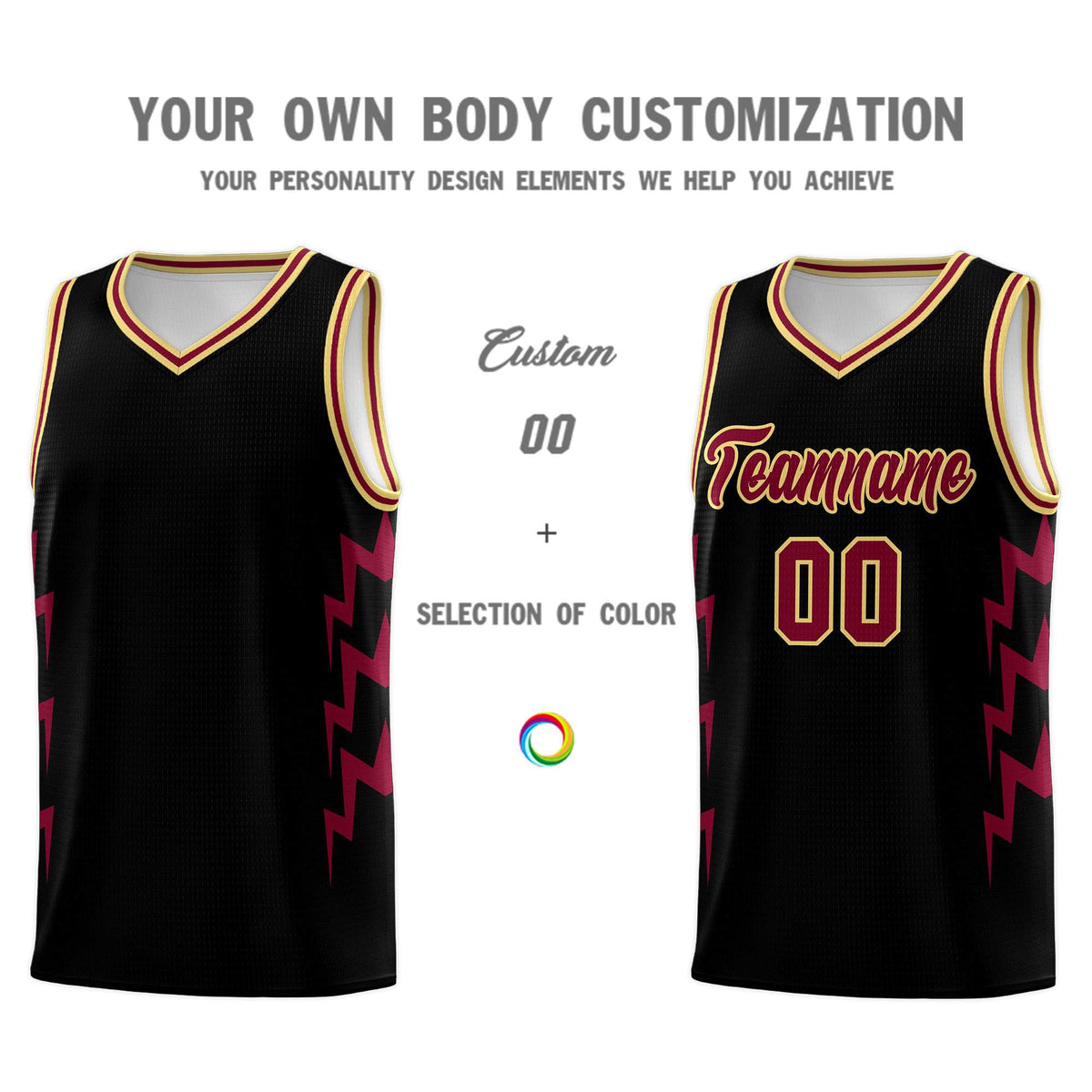 Custom Black Side Lightning Pattern Sports Uniform Basketball Jersey|KXKSHOP