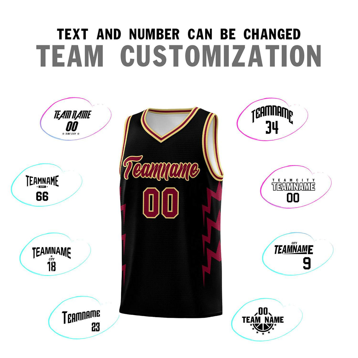 Custom Black Side Lightning Pattern Sports Uniform Basketball Jersey|KXKSHOP