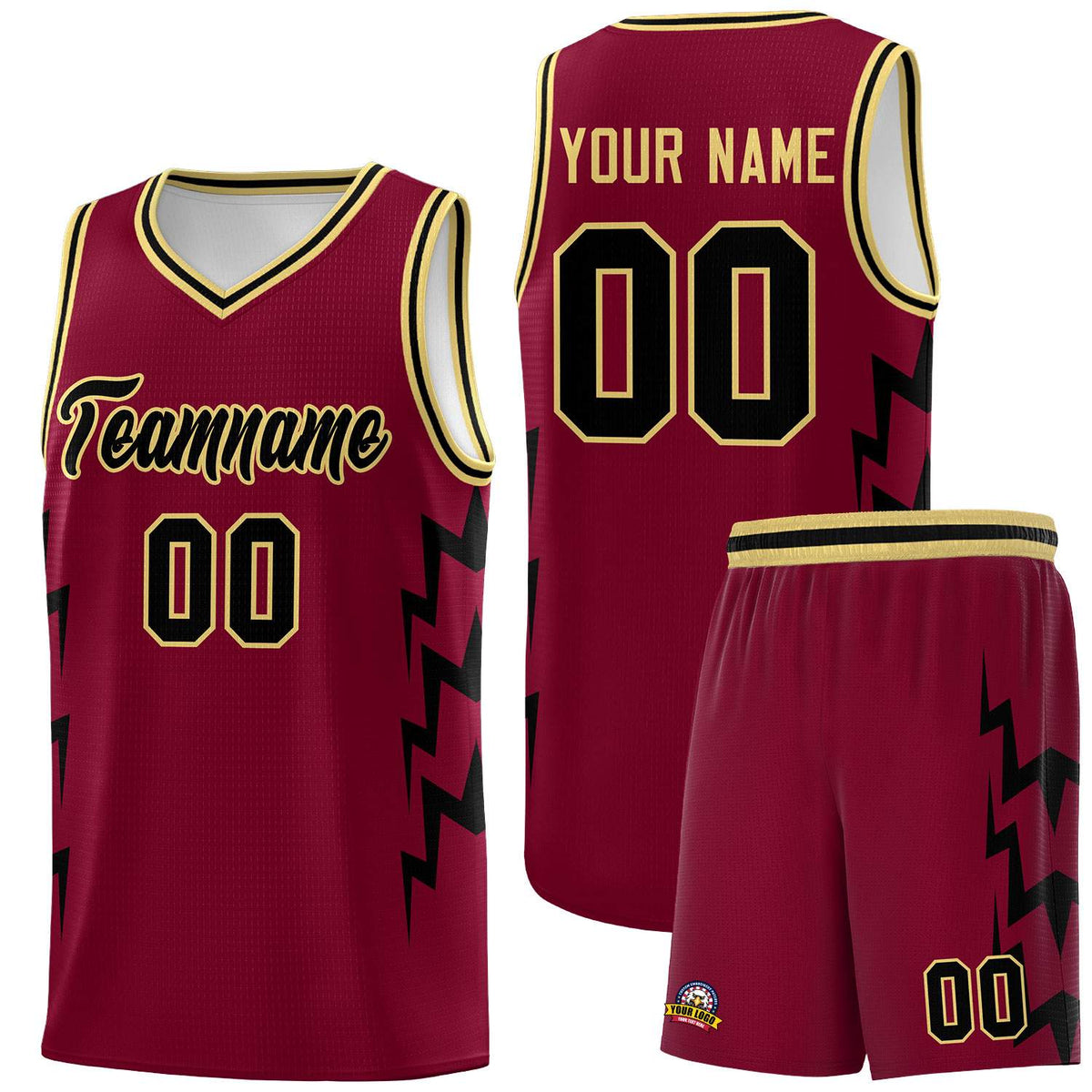 Custom Crimson Side Lightning Pattern Sports Uniform Basketball Jersey|KXKSHOP
