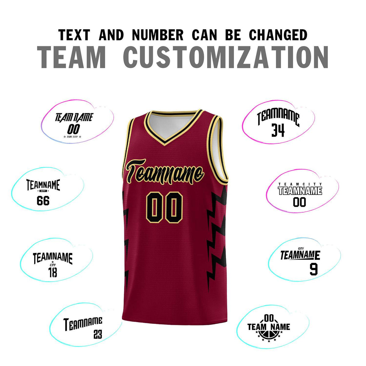 Custom Crimson Side Lightning Pattern Sports Uniform Basketball Jersey|KXKSHOP