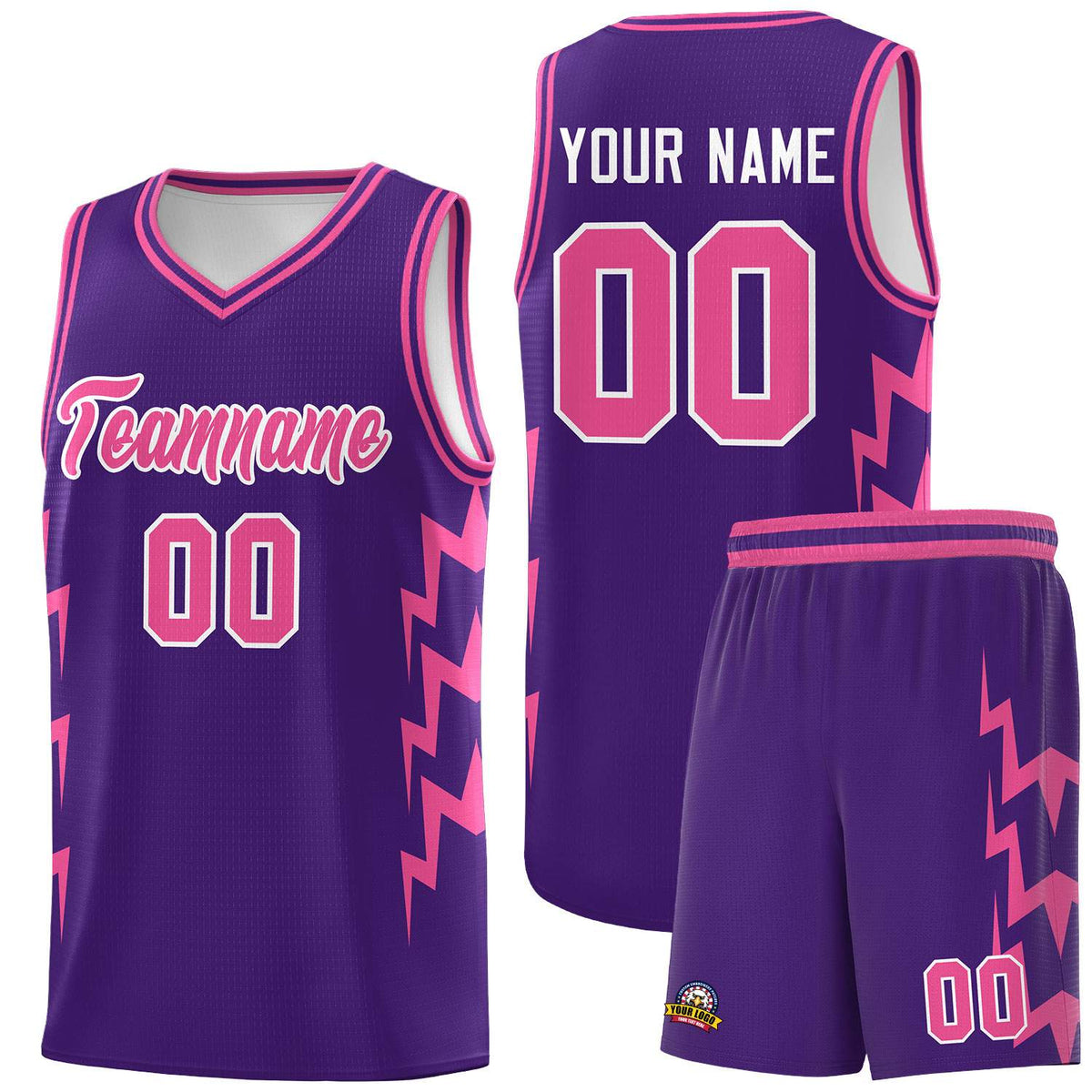 Custom Purple Side Lightning Pattern Sports Uniform Basketball Jersey|KXKSHOP