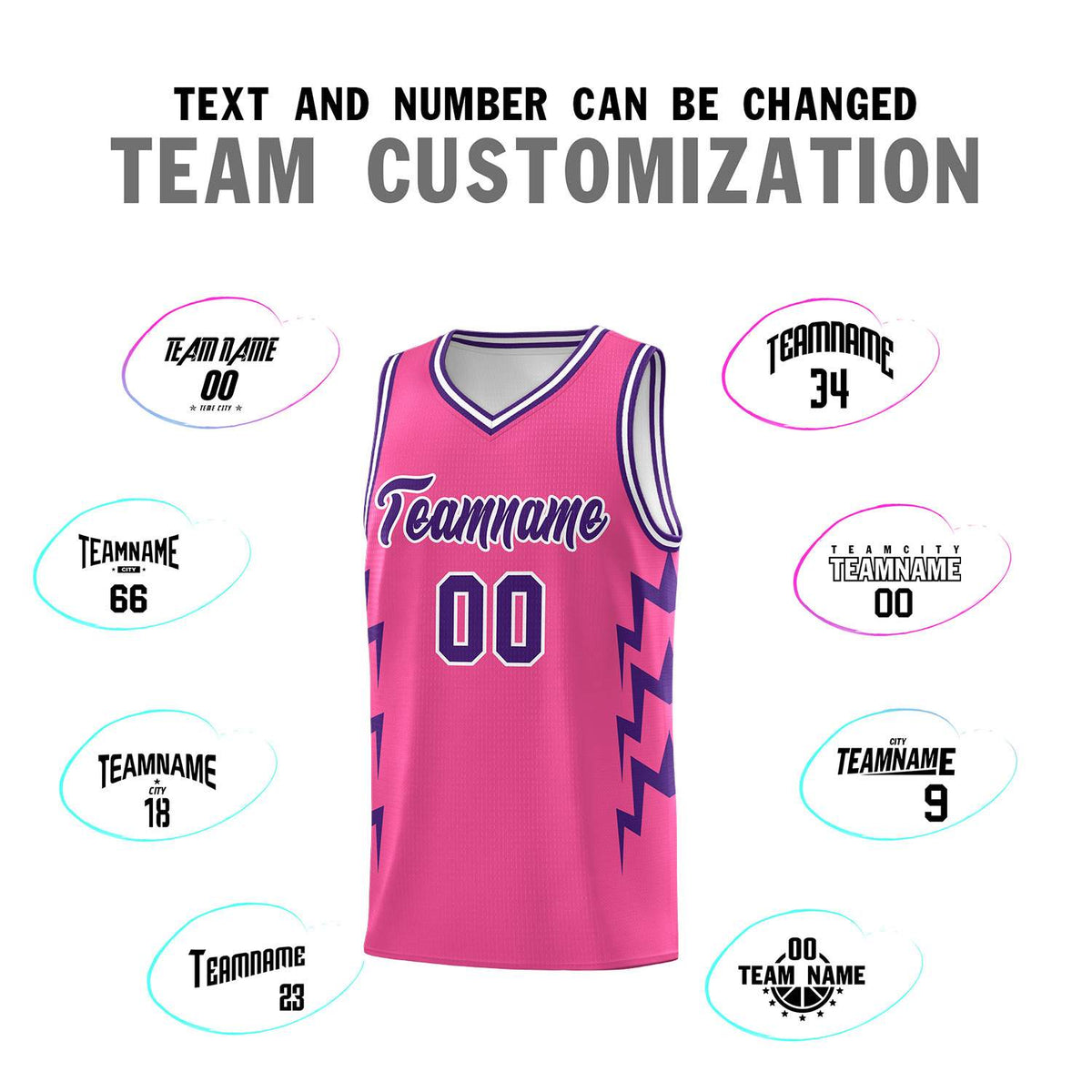 Custom Pink Side Lightning Pattern Sports Uniform Basketball Jersey|KXKSHOP