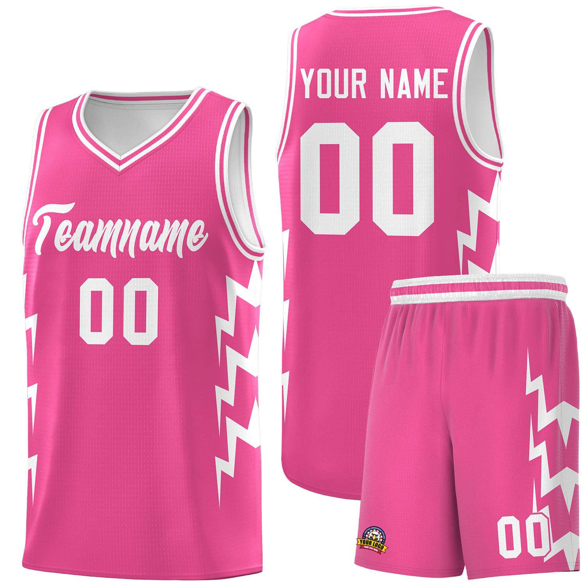 Custom Pink Side Lightning Pattern Sports Uniform Basketball Jersey|KXKSHOP