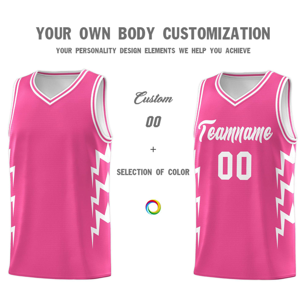 Custom Pink Side Lightning Pattern Sports Uniform Basketball Jersey|KXKSHOP