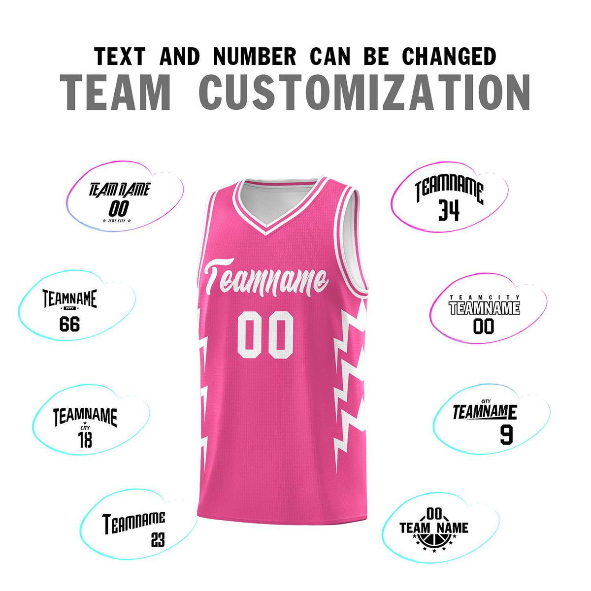 Custom Pink Side Lightning Pattern Sports Uniform Basketball Jersey|KXKSHOP