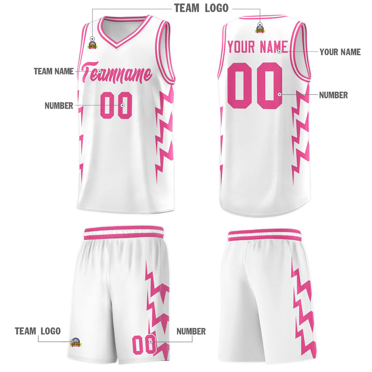 Custom White Side Lightning Pattern Sports Uniform Basketball Jersey|KXKSHOP