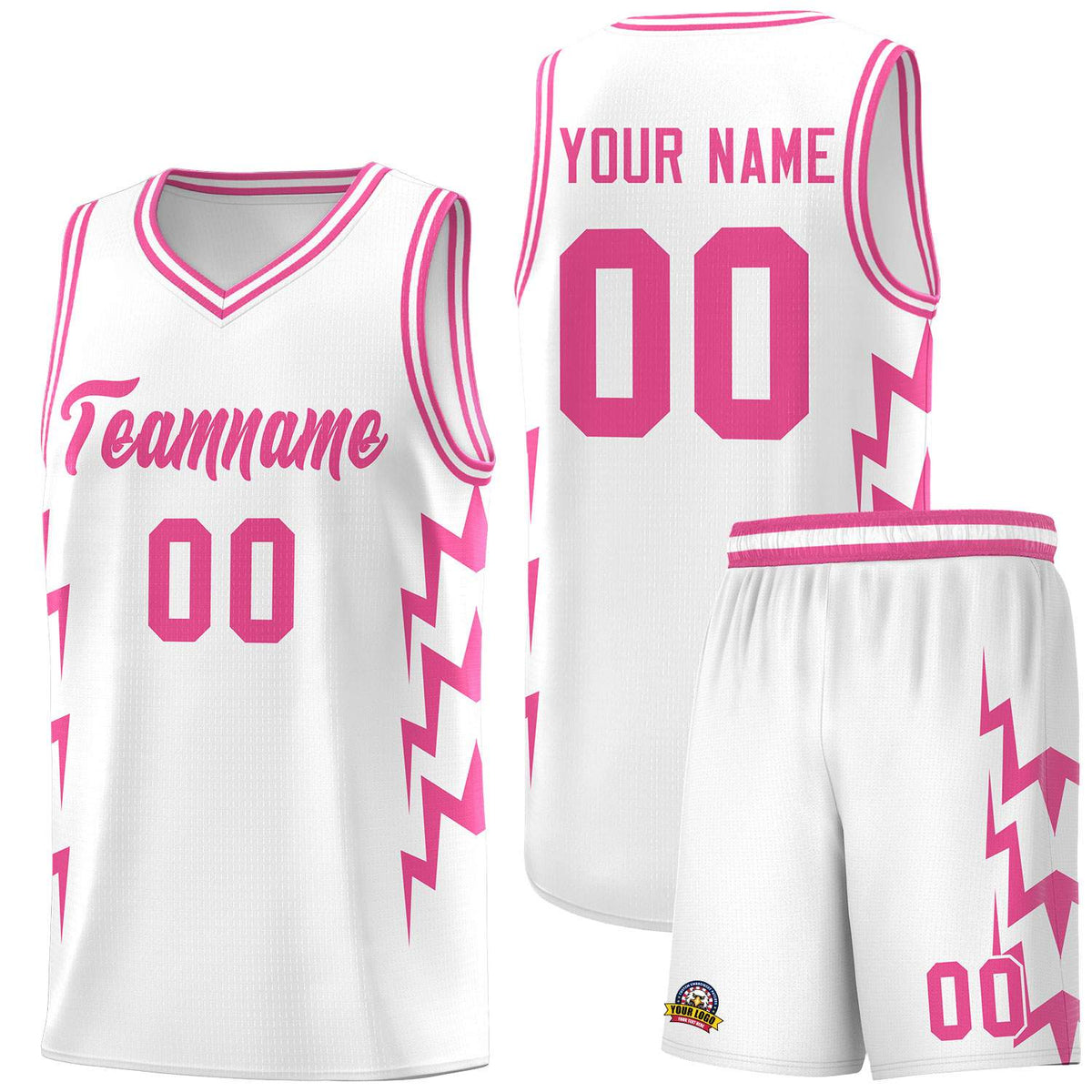 Custom White Side Lightning Pattern Sports Uniform Basketball Jersey|KXKSHOP