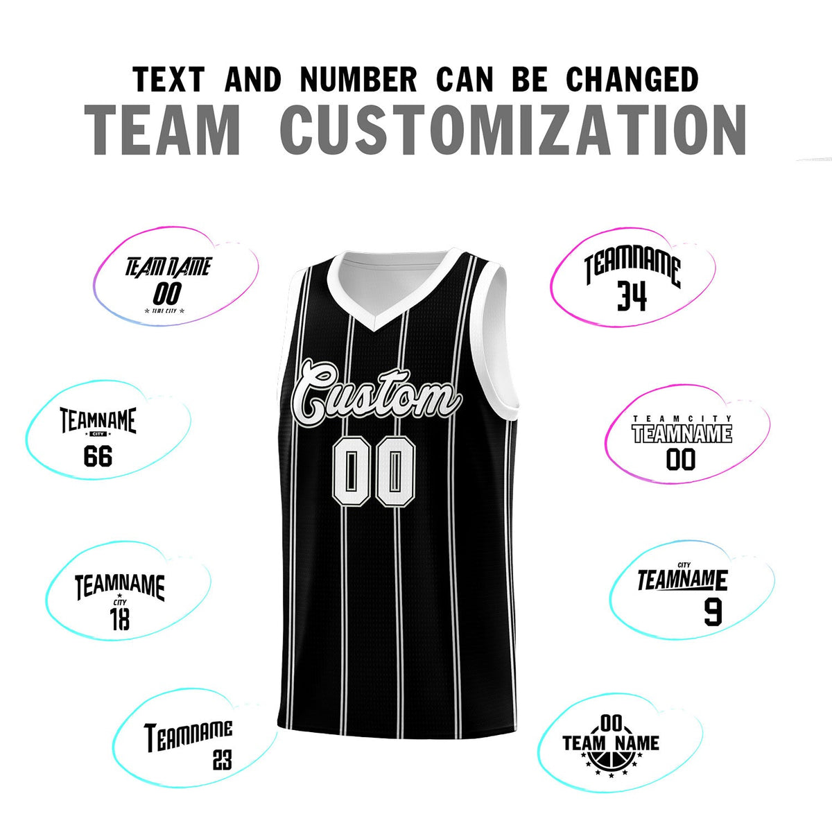 Custom Black White Gray Vertical Stripes Single Sided Sets Basketball Jersey | For Men,Stitched,Perfect for Training,Add Name and Numbern | KXKSHOP
