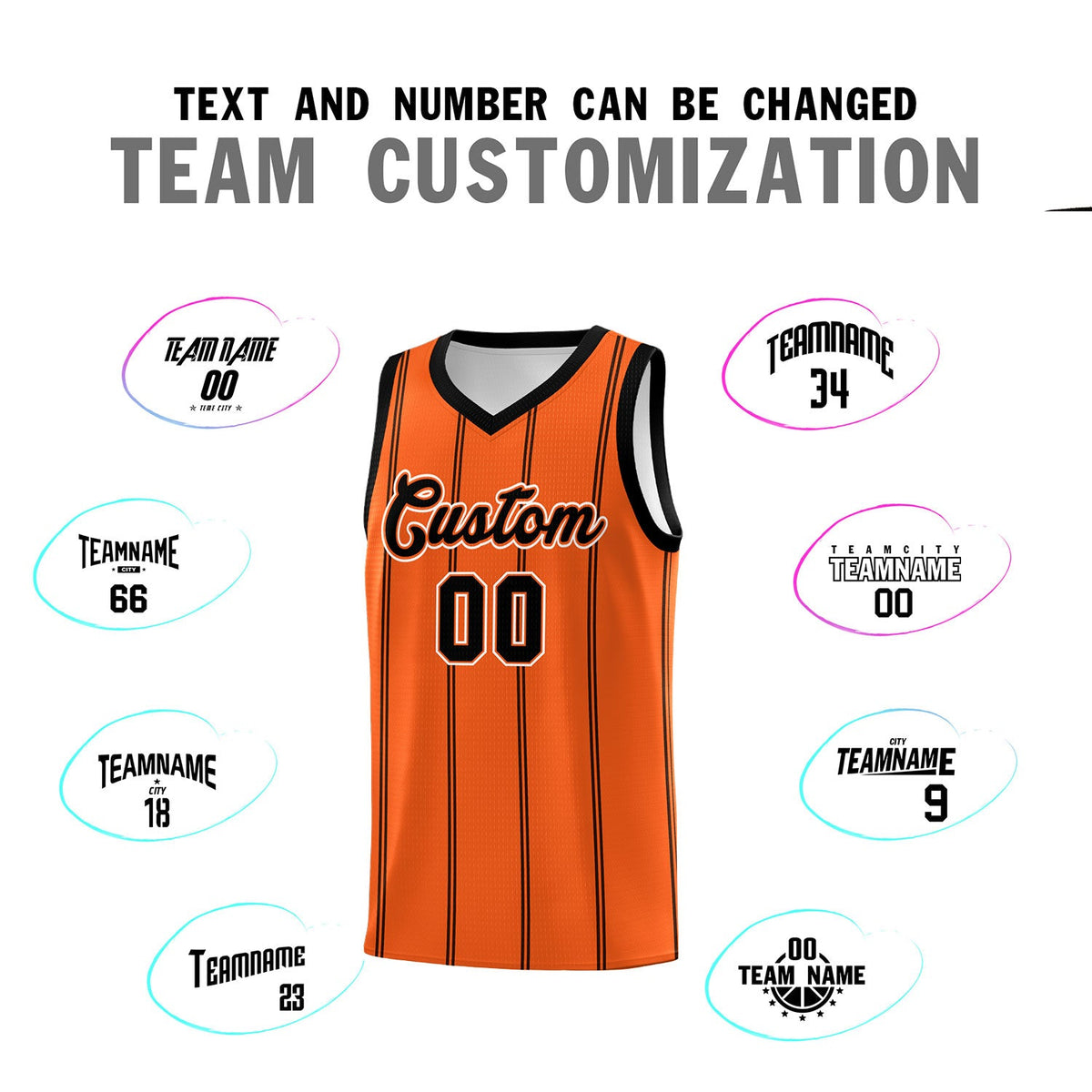 Custom Orange Black White Vertical Stripes Single Sided Sets Basketball Jersey | For Men,Stitched,Perfect for Training,Add Name and Numbern | KXKSHOP
