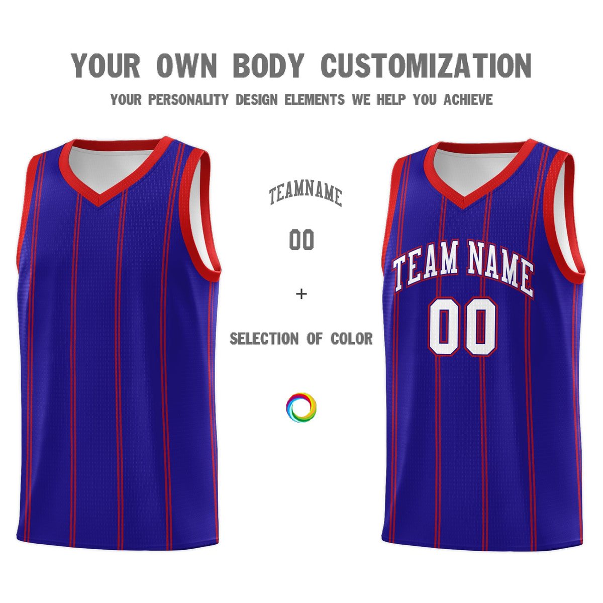 Custom Royal Blue Red White Vertical Stripes Single Sided Sets Basketball Jersey | For Men,Stitched,Perfect for Training,Add Name and Numbern | KXKSHOP