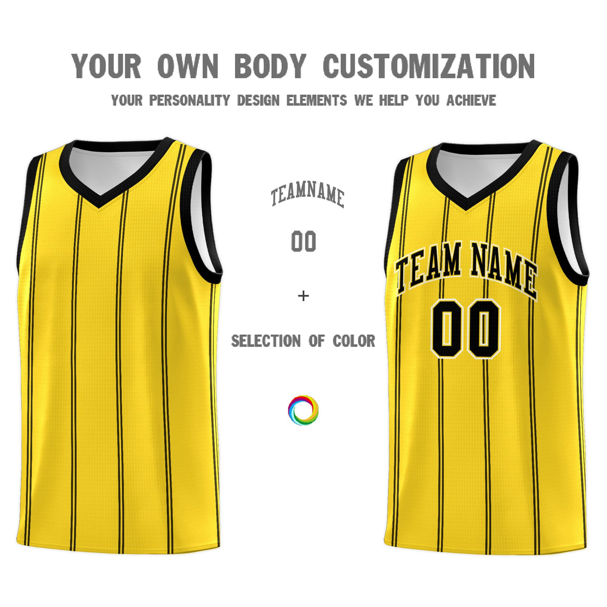 Custom Gold Black White Vertical Stripes Single Sided Sets Basketball Jersey | For Men,Stitched,Perfect for Training,Add Name and Numbern | KXKSHOP