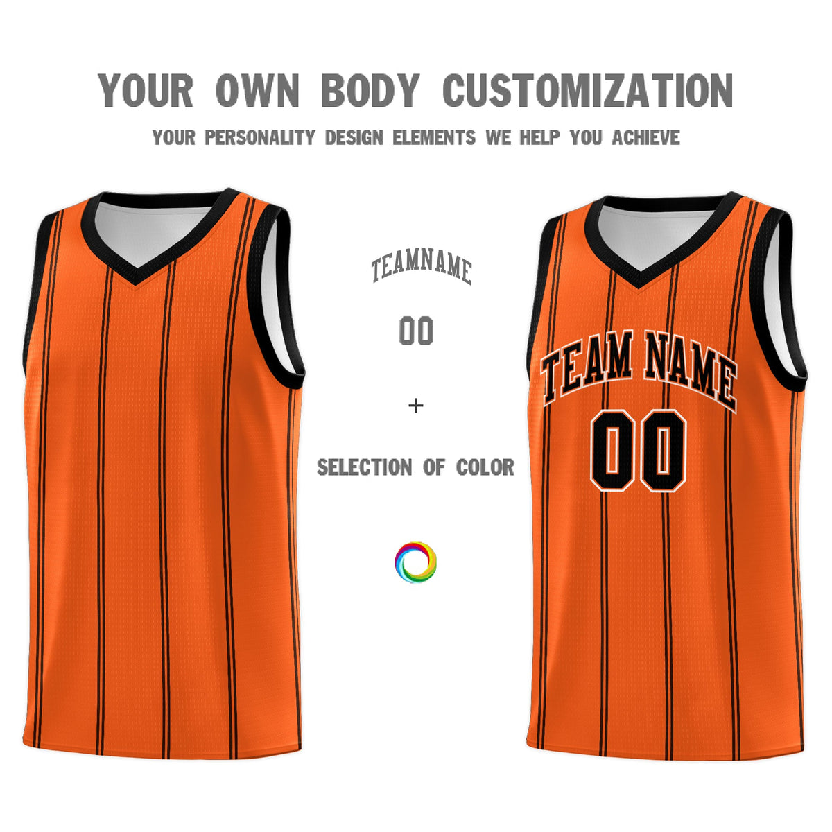 Custom Orange Black White Vertical Stripes Single Sided Sets Basketball Jersey | For Men,Stitched,Perfect for Training,Add Name and Numbern | KXKSHOP