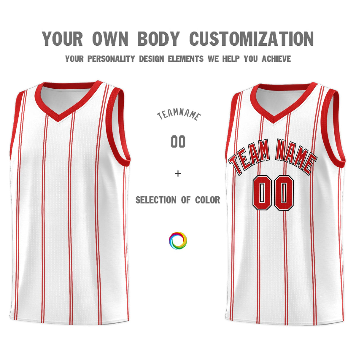Custom White Red Black Vertical Stripes Single Sided Sets Basketball Jersey | For Men,Stitched,Perfect for Training,Add Name and Numbern | KXKSHOP