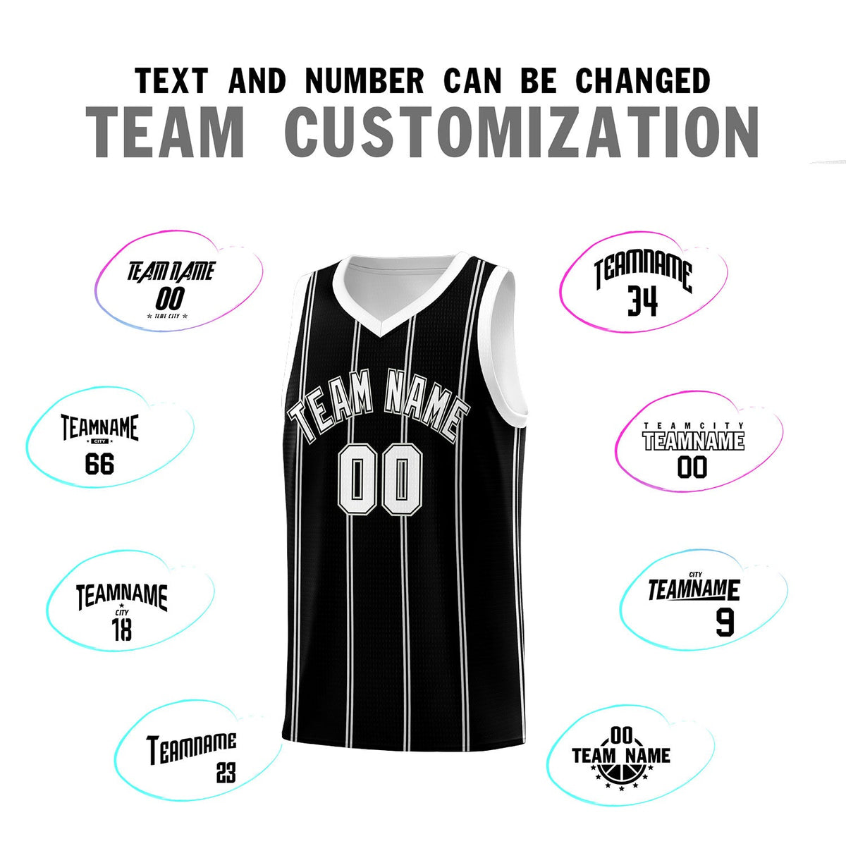 Custom Black White Gray Vertical Stripes Single Sided Sets Basketball Jersey | For Men,Stitched,Perfect for Training,Add Name and Numbern | KXKSHOP