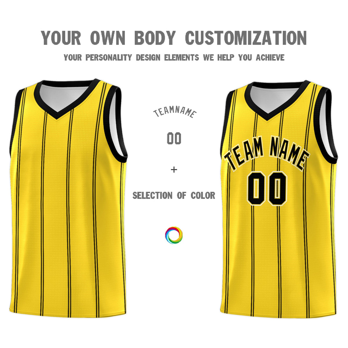Custom Gold Black White Vertical Stripes Single Sided Sets Basketball Jersey | For Men,Stitched,Perfect for Training,Add Name and Numbern | KXKSHOP