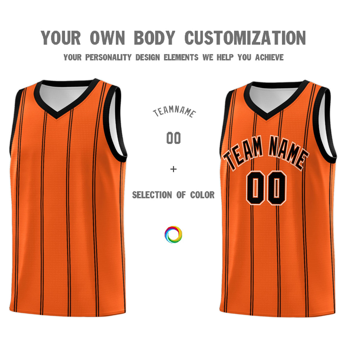 Custom Orange Black White Vertical Stripes Single Sided Sets Basketball Jersey | For Men,Stitched,Perfect for Training,Add Name and Numbern | KXKSHOP