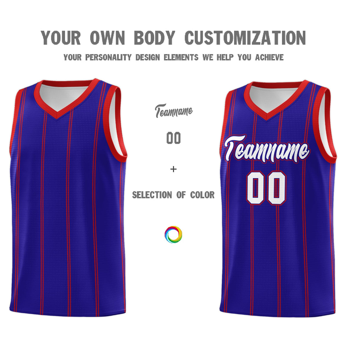 Custom Royal Blue Red White Vertical Stripes Single Sided Sets Basketball Jersey | For Men,Stitched,Perfect for Training,Add Name and Numbern | KXKSHOP
