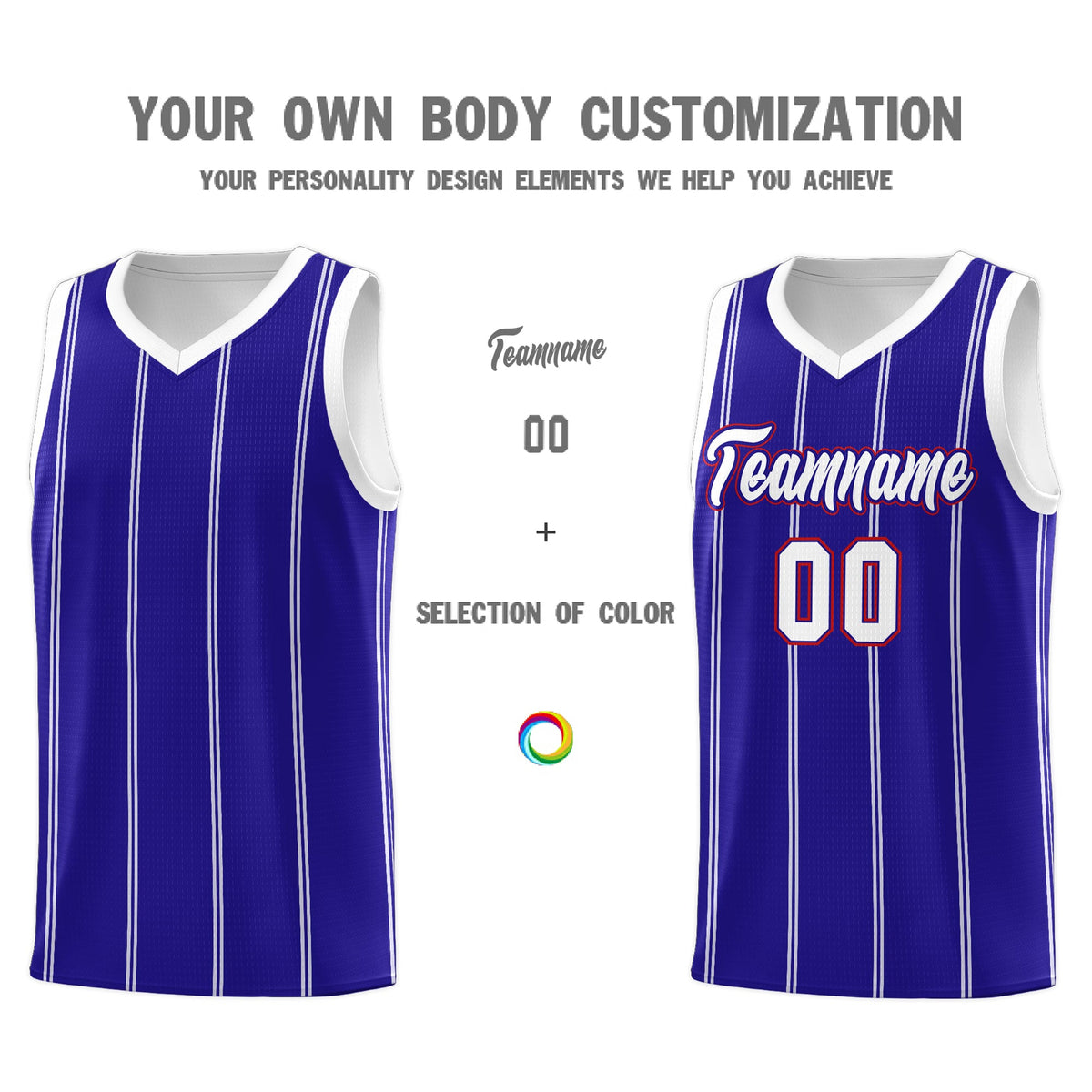 Custom Royal Blue White Red Vertical Stripes Single Sided Sets Basketball Jersey | For Men,Stitched,Perfect for Training,Add Name and Numbern | KXKSHOP