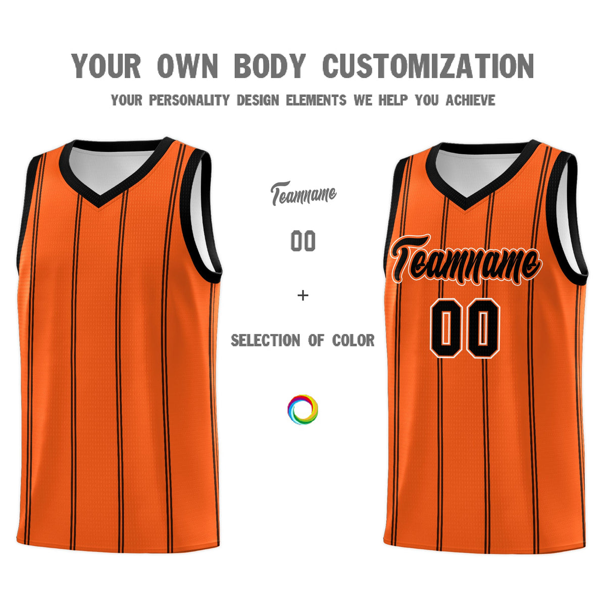Custom Orange Black White Vertical Stripes Single Sided Sets Basketball Jersey | For Men,Stitched,Perfect for Training,Add Name and Numbern | KXKSHOP