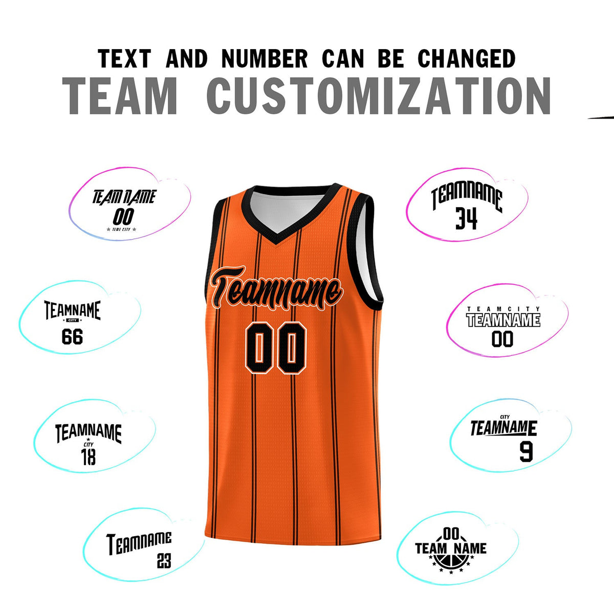 Custom Orange Black White Vertical Stripes Single Sided Sets Basketball Jersey | For Men,Stitched,Perfect for Training,Add Name and Numbern | KXKSHOP