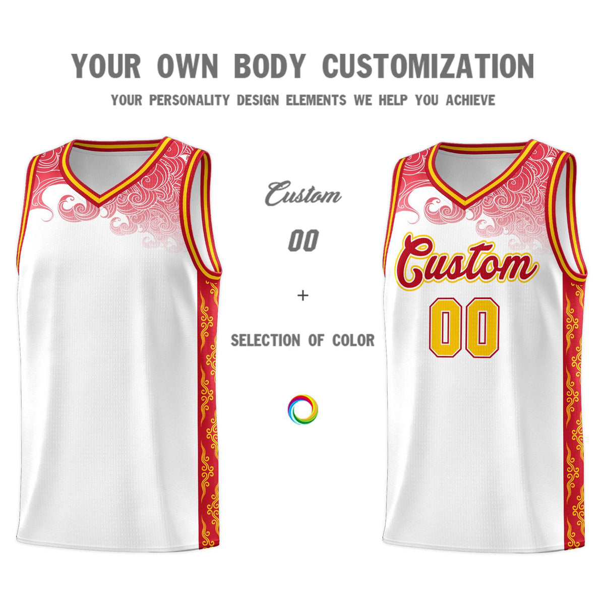 Custom White Personalized Cloud Pattern Sports Kits Uniform Basketball Jersey|KXKSHOP