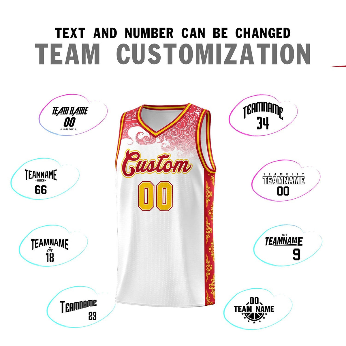 Custom White Personalized Cloud Pattern Sports Kits Uniform Basketball Jersey|KXKSHOP