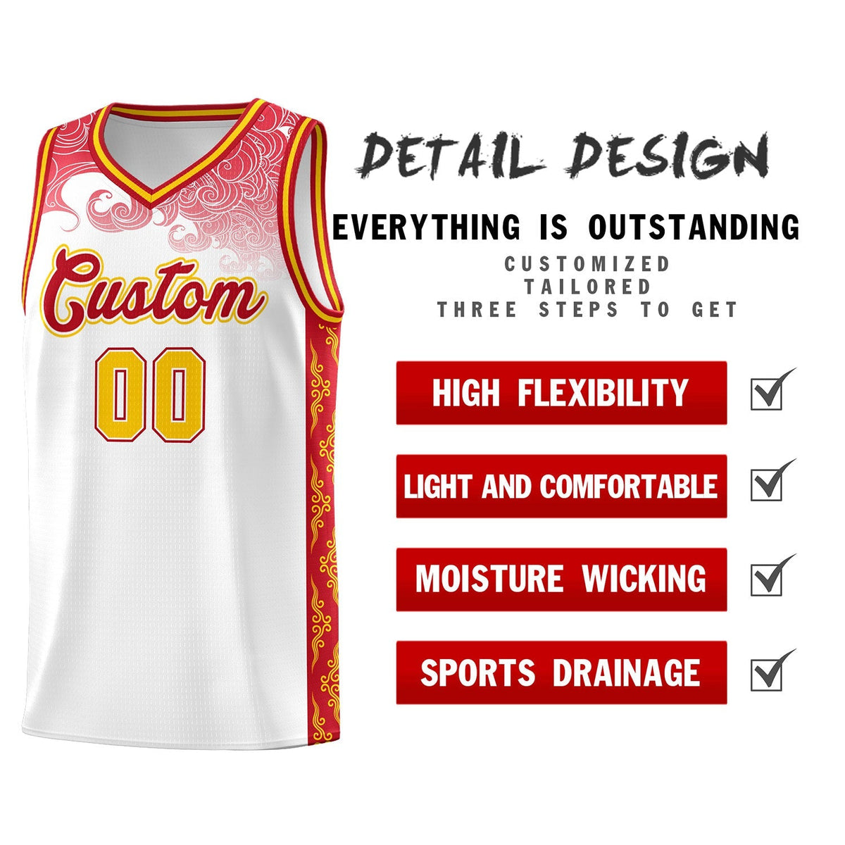 Custom White Personalized Cloud Pattern Sports Kits Uniform Basketball Jersey|KXKSHOP