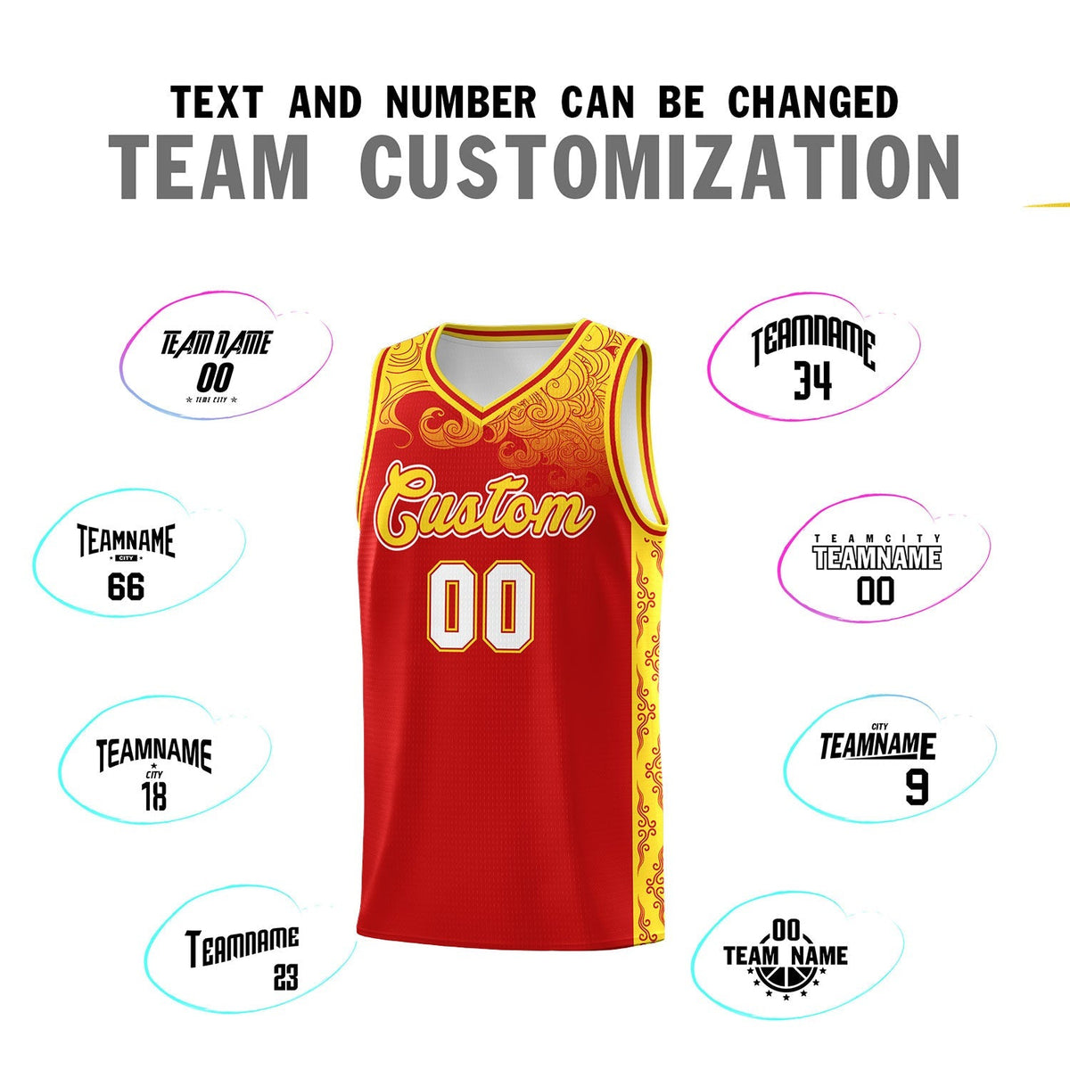 Custom Red Personalized Cloud Pattern Sports Kits Uniform Basketball Jersey|KXKSHOP